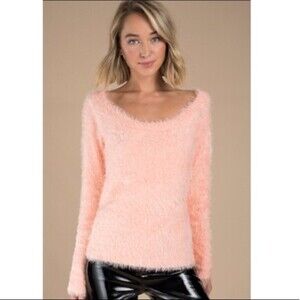 LineaMaglia Eyelash Blush Pink Scoop Neck Sweater